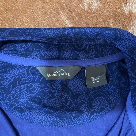 Eddie Bauer Women’s Long Sleeve Workout Top Size M Blue Paisley - Picture 7 of 7